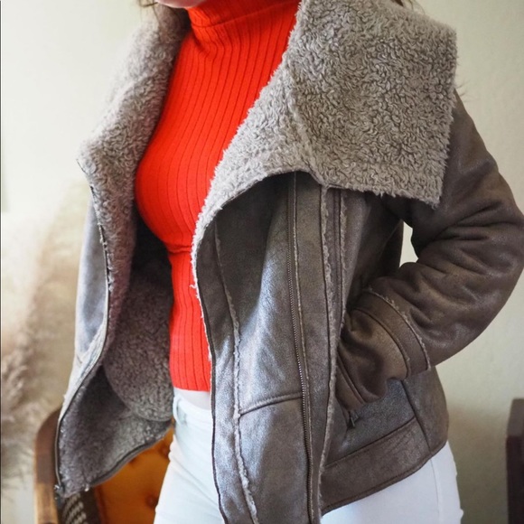 Oversized vintage Moto jacket Sherpa - Picture 5 of 7